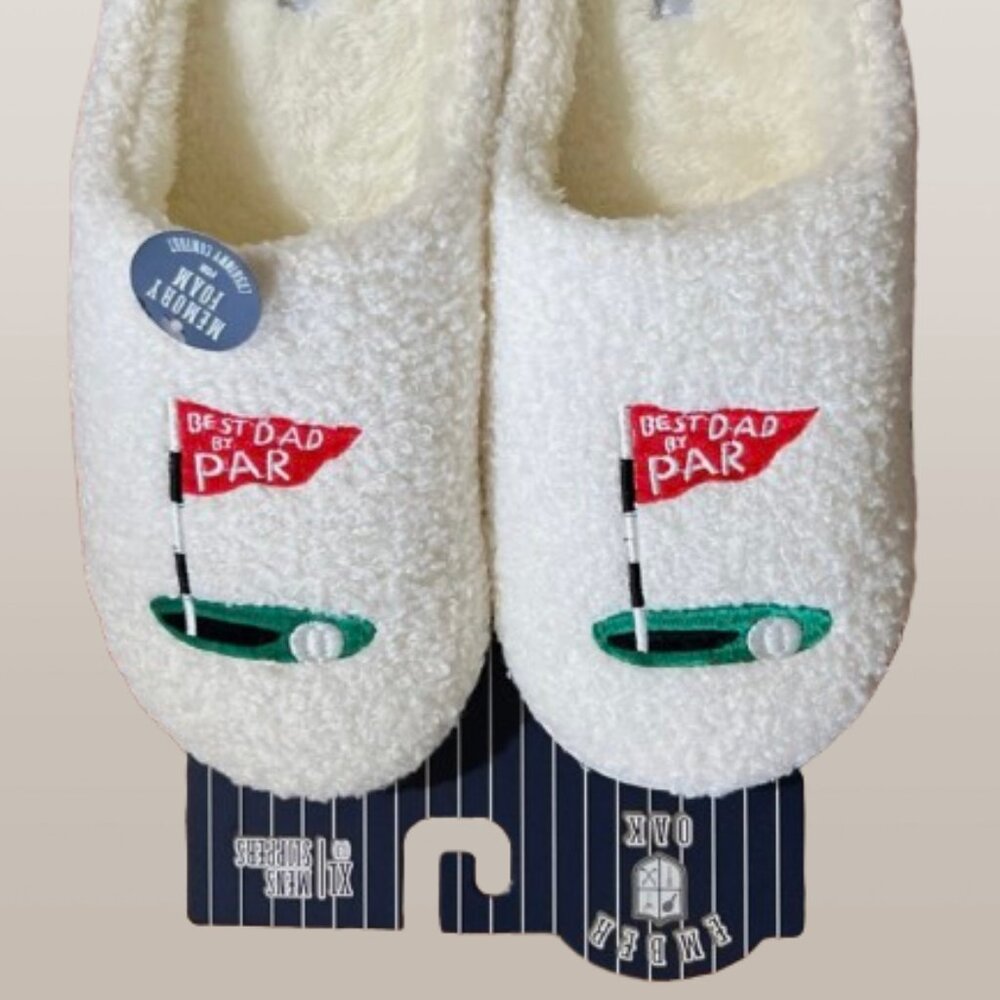 New Ember & Oak Golf Flag Slippers Memory Foam Best Dad By Par XL 13